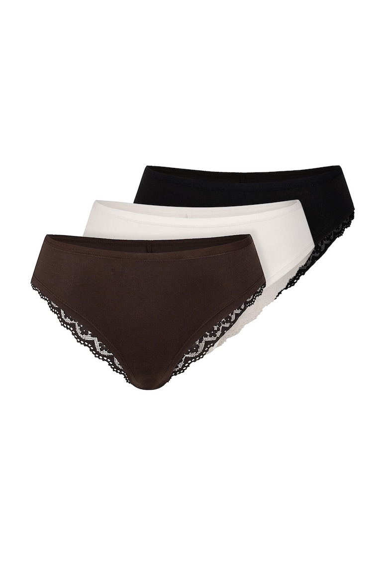 Set de chiloti brazilieni din amestec de modal - 3 perechi - Alb/Negru/Maro