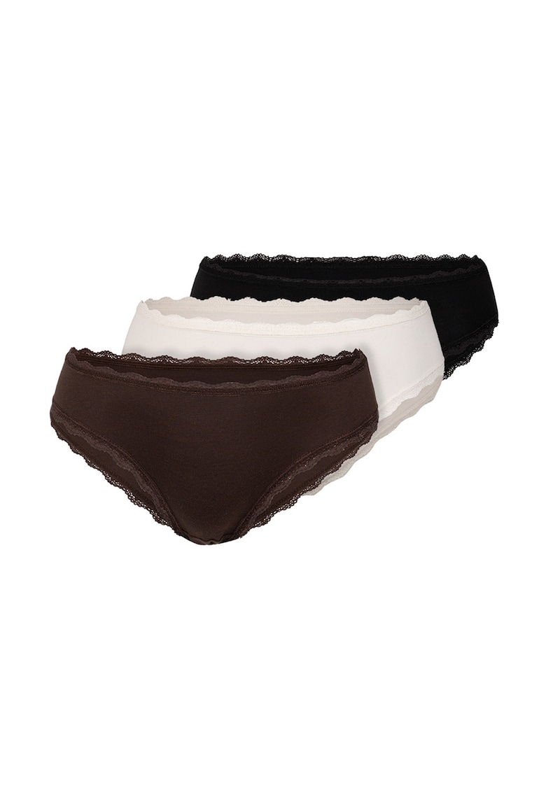 Set de chiloti hipster din amestec de modal - 3 perechi - Alb/Negru/Maro