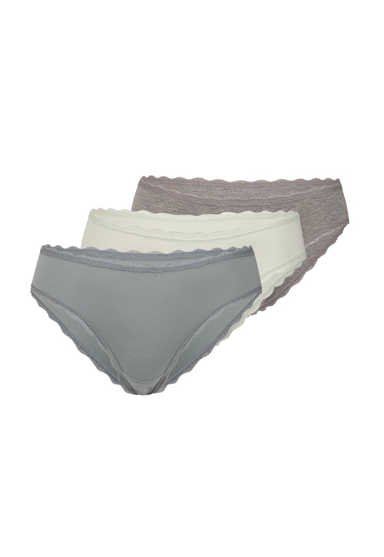 Set de chiloti din amestec de bumbac cu model uni - 3 perechi - Multicolor