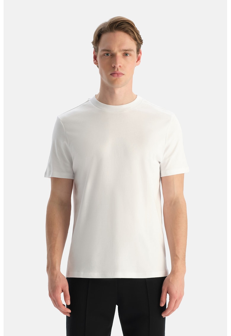 Tricou de casa din bumbac cu decolteu la baza gatului