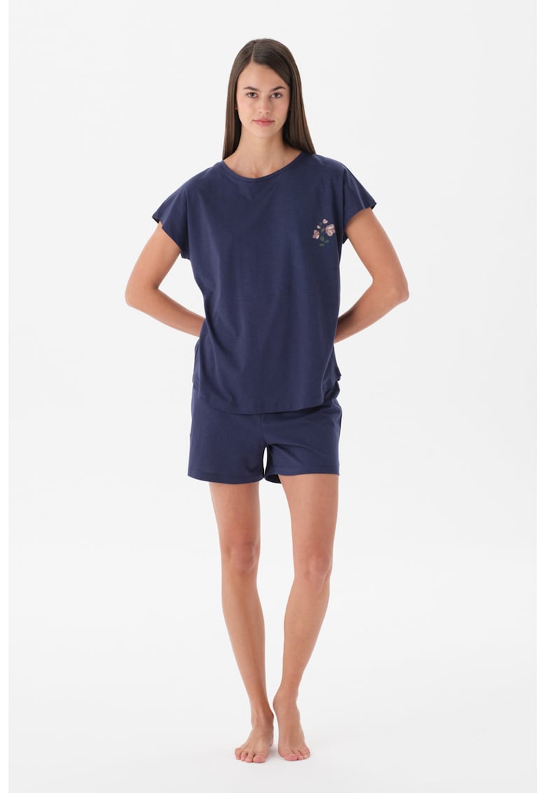 Pijama lejera din bumbac - Bleumarin