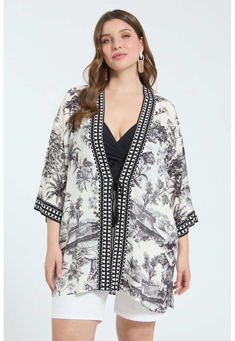 Cardigan lejer - Alb/Negru
