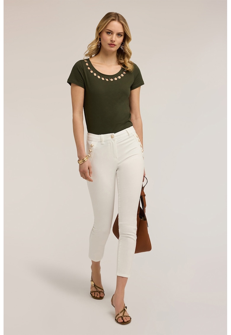 Pantaloni skinny cu talie medie - Alb