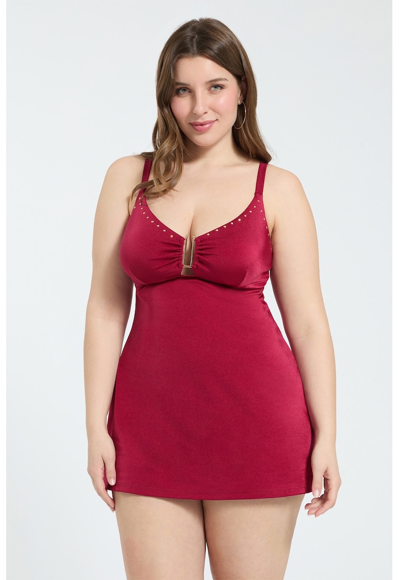 Rochie cu model uni - Rosu inchis