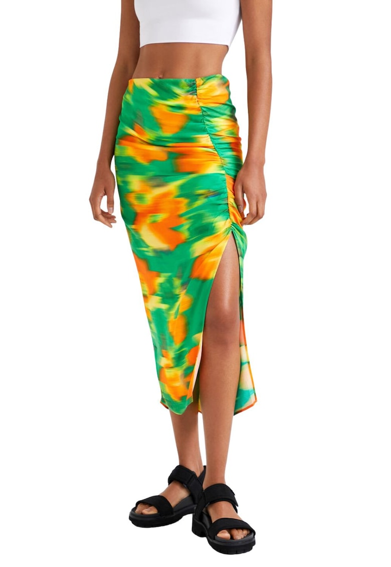 Fusta midi cu model floral -