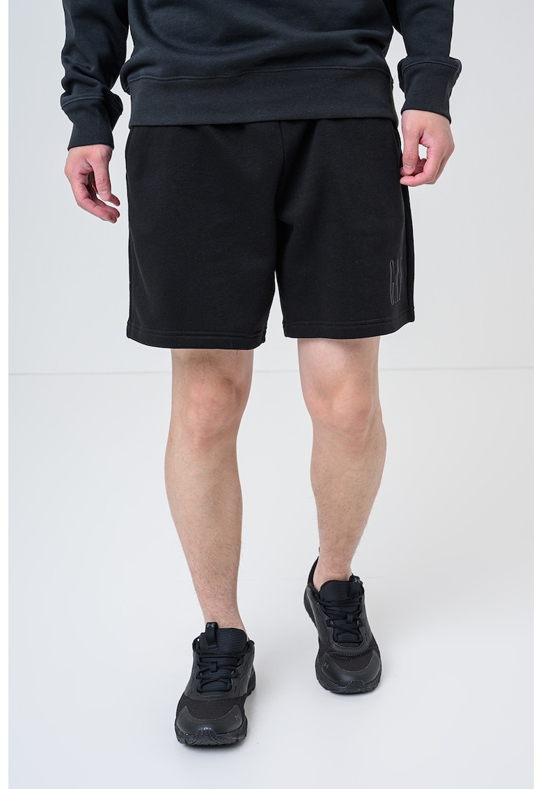 Pantaloni scurti din amestec de bumbac cu imprimeu logo - Negru