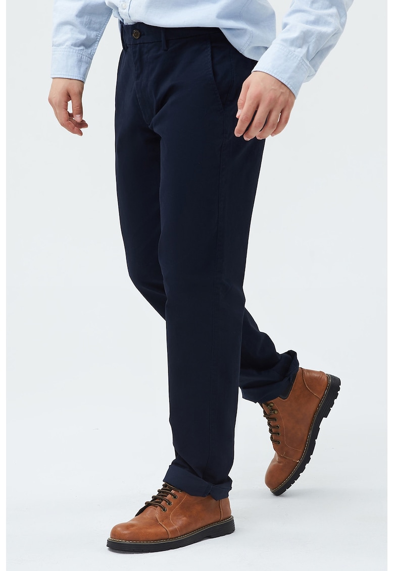 Pantaloni chino cu croiala dreapta - Albastru ultramarin