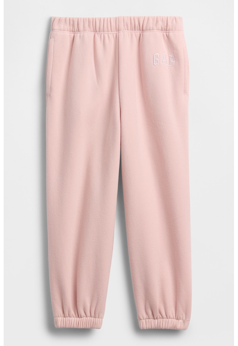 Pantaloni de trening cu logo brodat - Roz pal