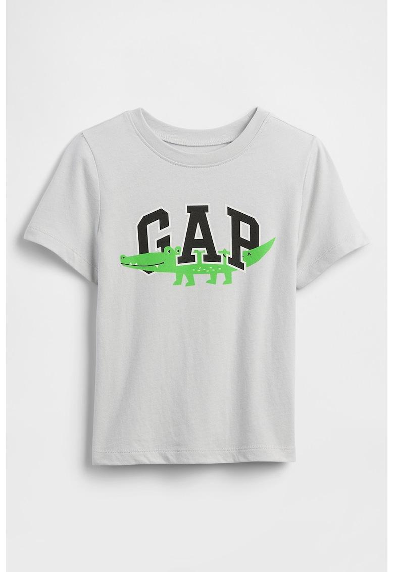 Tricou din bumbac cu imprimeu logo si grafic - Gri pal