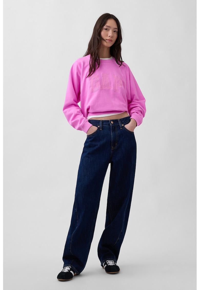 Bluza de trening din amestec de bumbac cu logo brodat - Fucsia