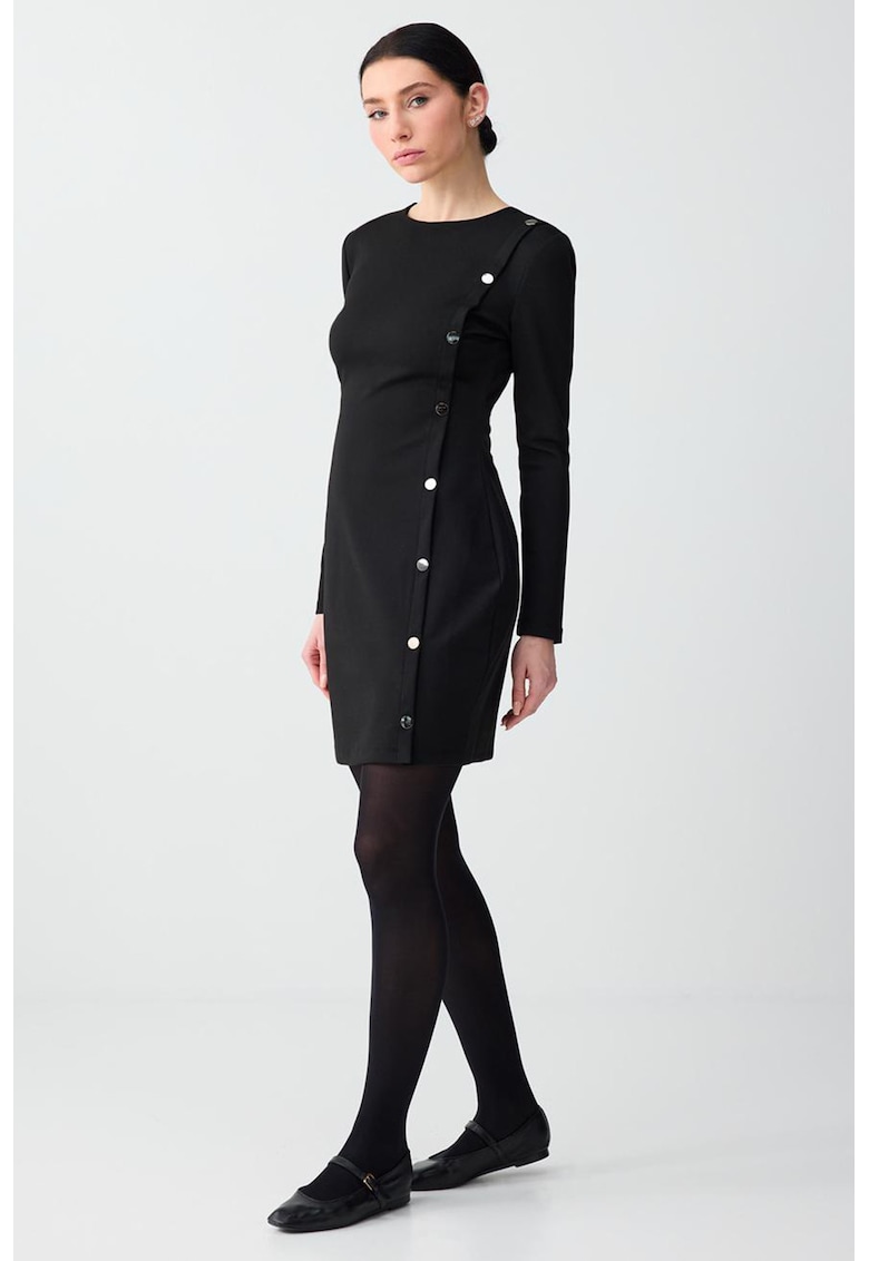Rochie cambrata cu capse - Negru