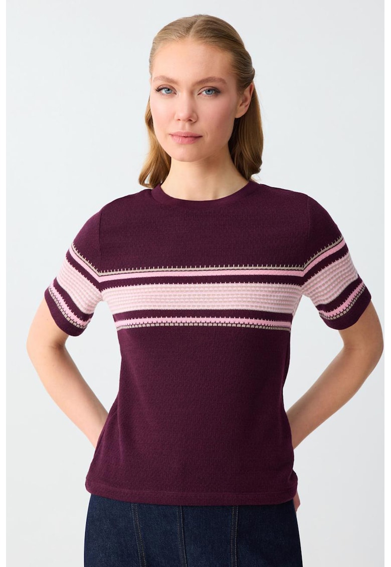 Bluza tricotata fin - Roz deschis/Violet tyrian/Roz pal