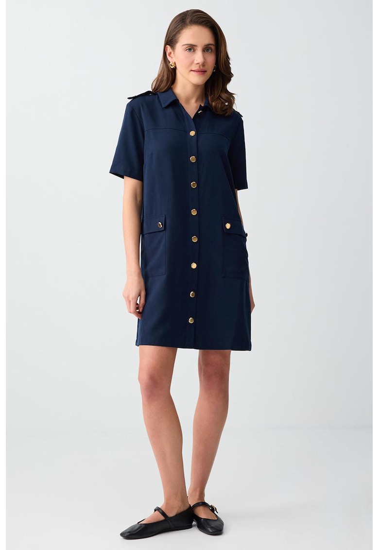 Rochie-camasa din amestec de lyocell - Bleumarin