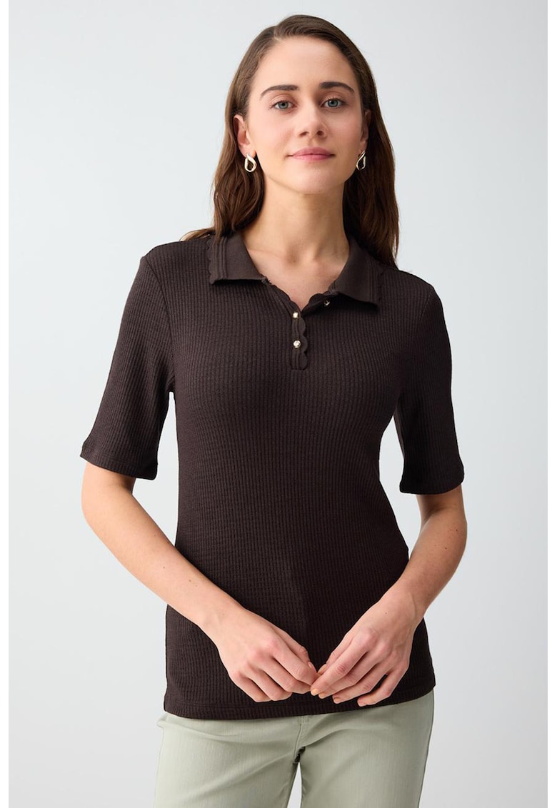 Tricou polo cu striatii - Maro inchis