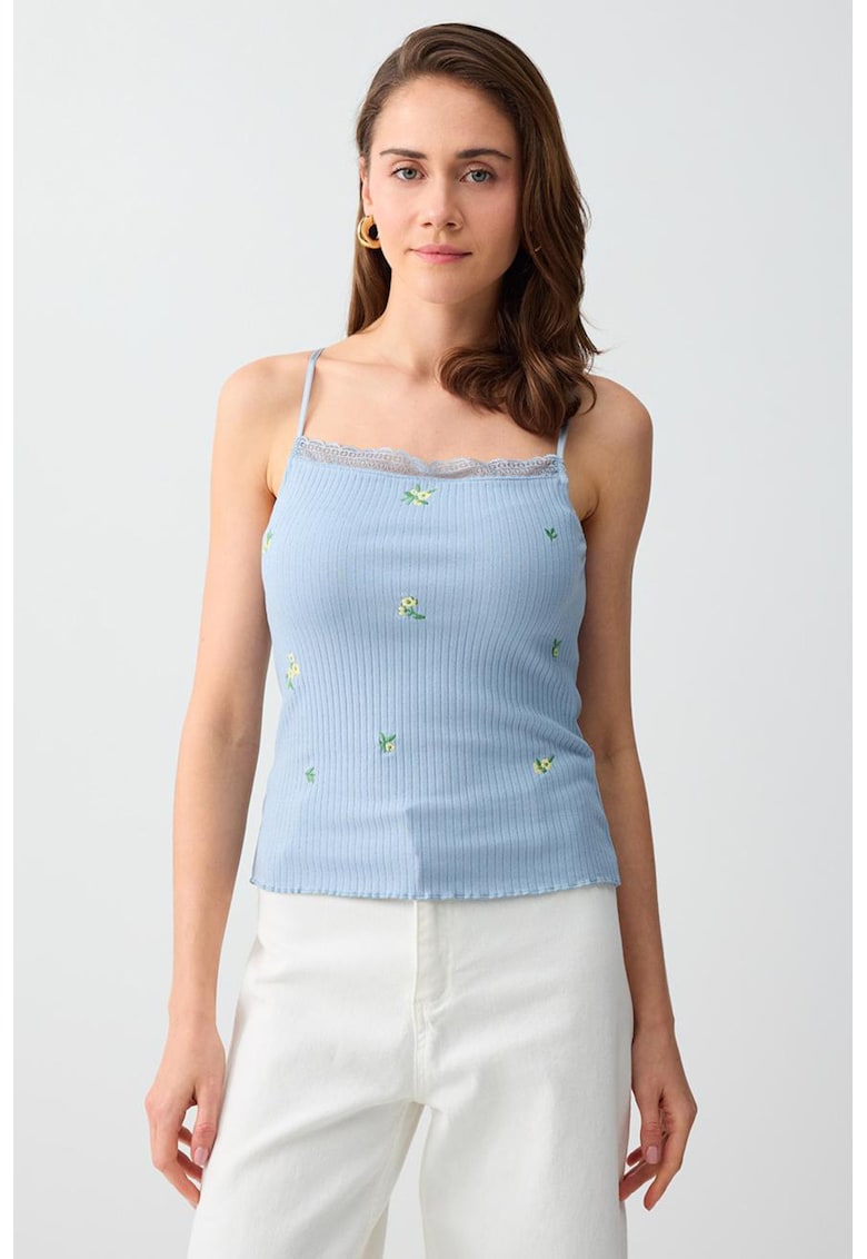 Top cu imprimeu floral - Albastru lavanda/Galben pal/Verde englez