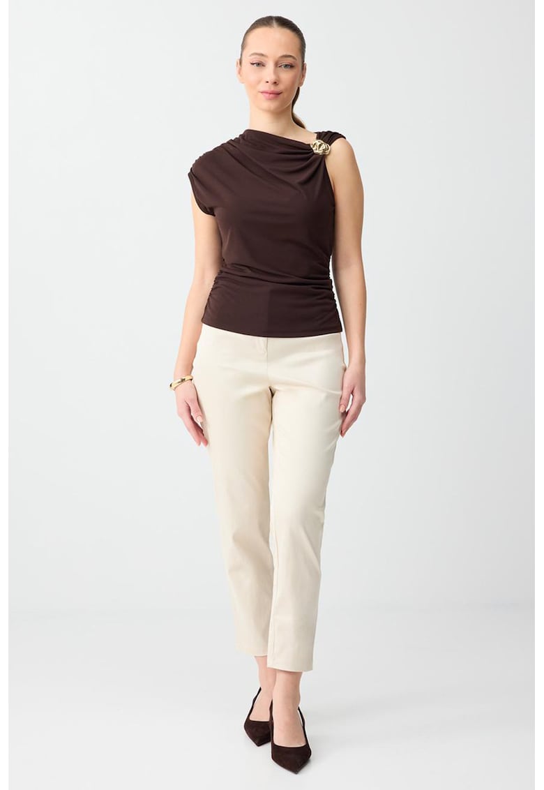 Pantaloni crop slim fit - Alb murdar
