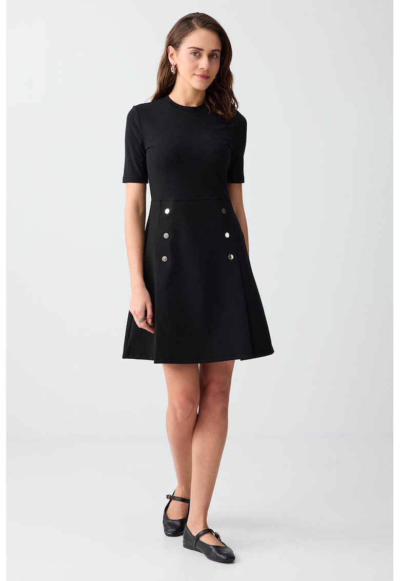 Rochie slim fit evazata - Negru/Argintiu