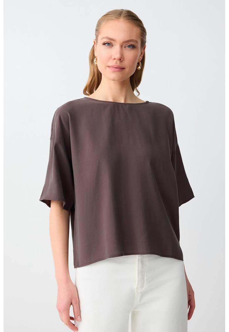 Bluza lejera din amestec de modal - Maro pamantiu