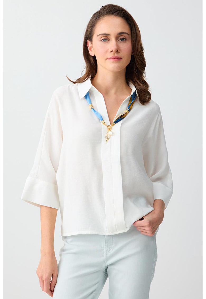 Bluza lejera din amestec de modal cu maneci 3/4 - Alb optic