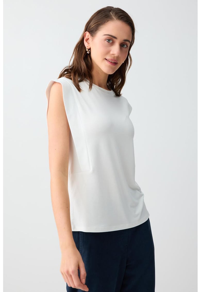 Bluza fara maneci cu detalii laterale - Alb optic