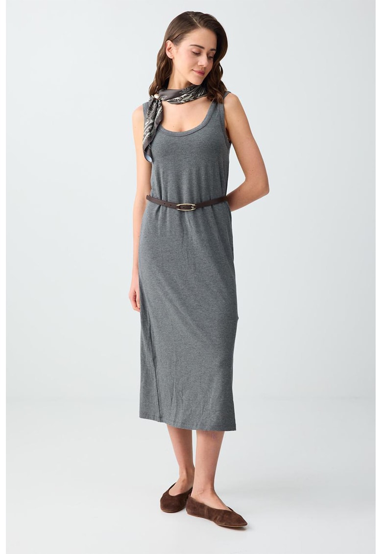 Rochie midi cu croiala lejera - Gri antracit