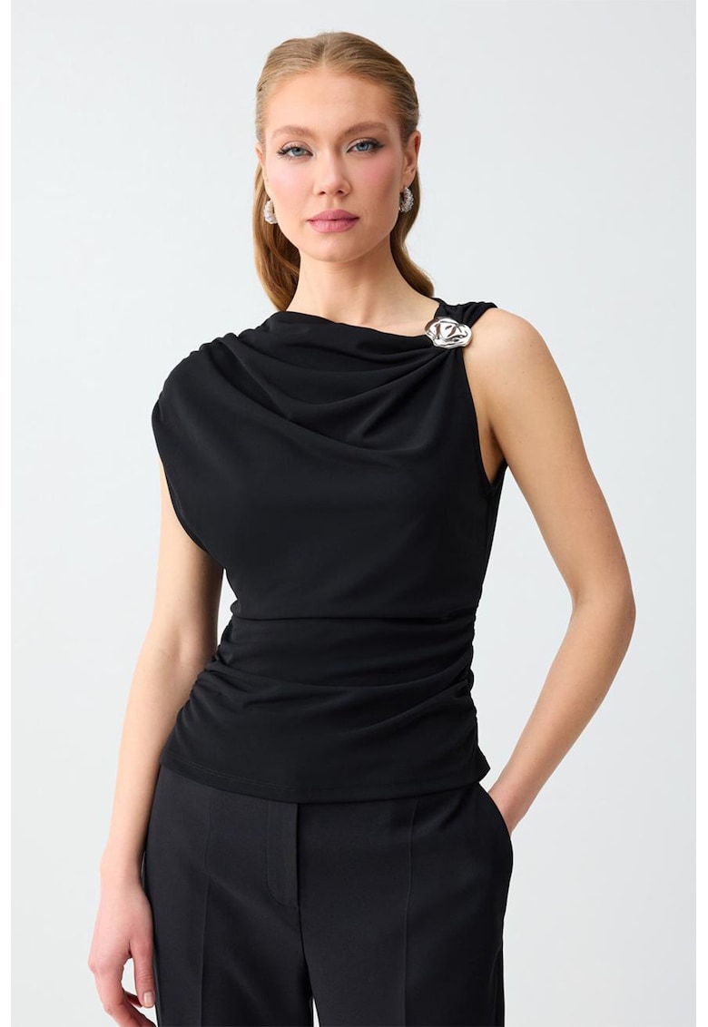 Bluza drapata cu detaliu metalic - Negru