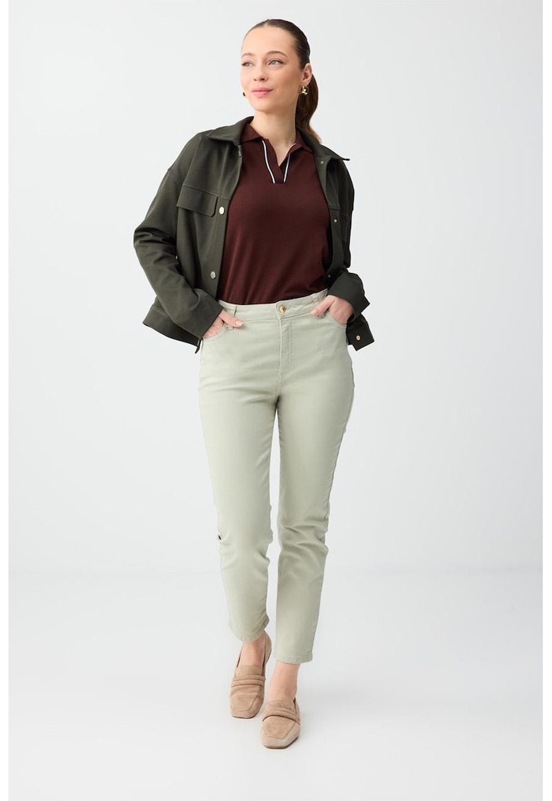 Blugi regular-fit cu talie inalta - Verde pal