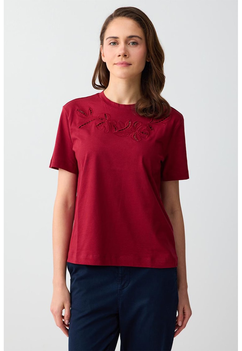 Tricou cu detaliu perforat - Rosu