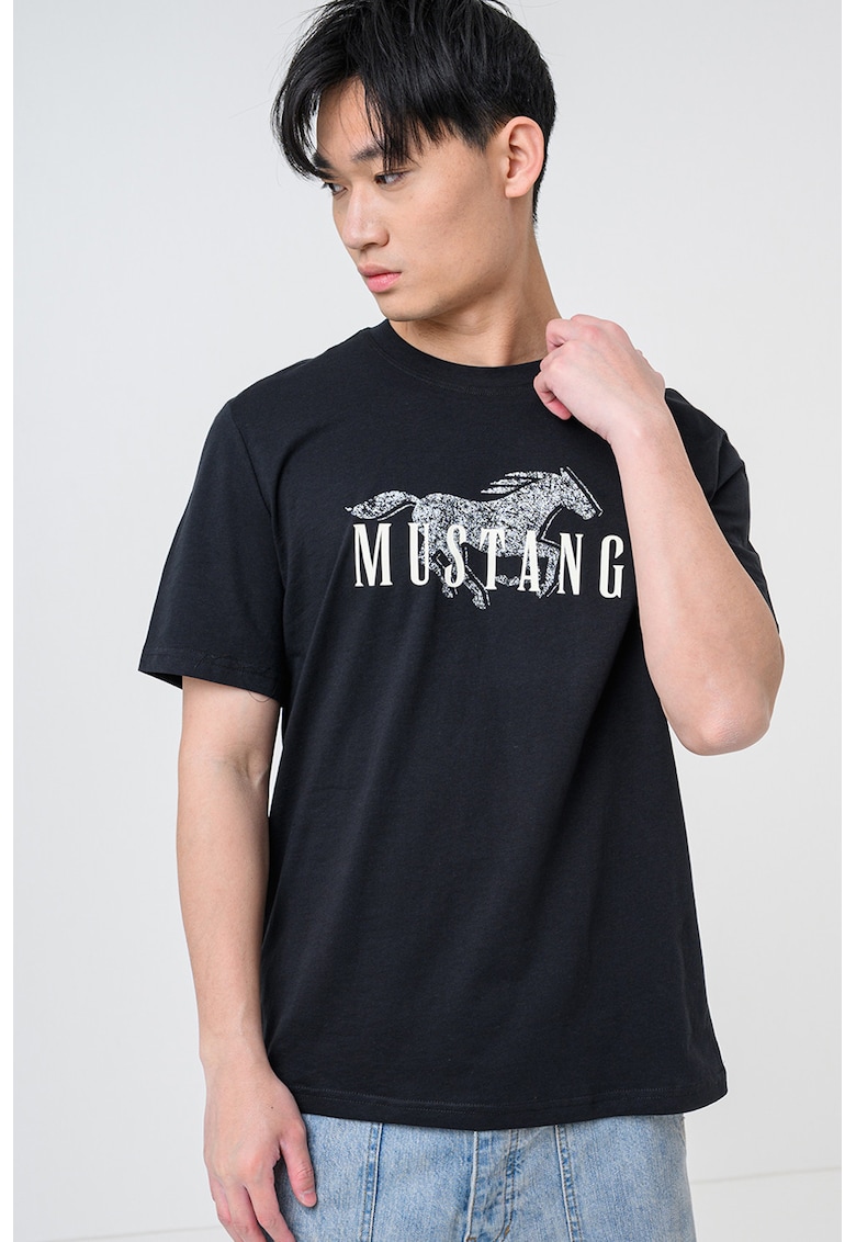 Tricou din bumbac cu imprimeu logo Austin - Negru/Gri deschis