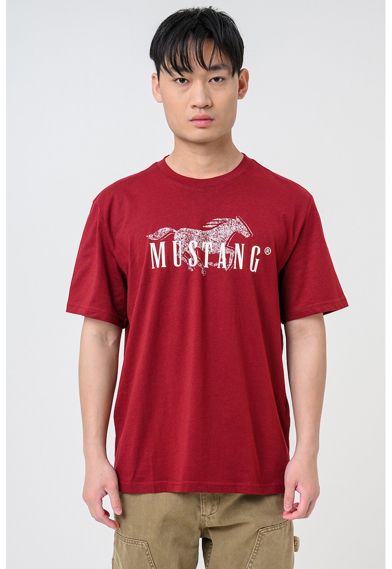 Tricou din bumbac cu imprimeu logo Austin - Visiniu inchis