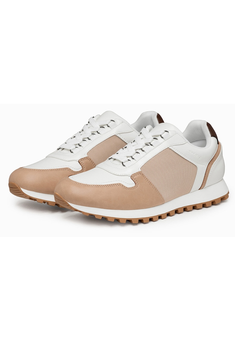 Sneakers barbati Casual Material Combinat Talpa aderenta - Bej