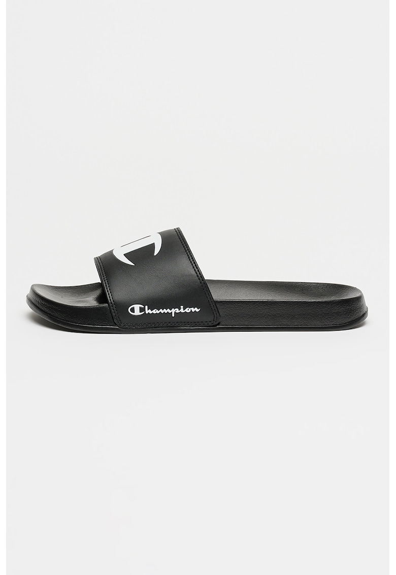 Papuci cu logo - Negru/Alb optic