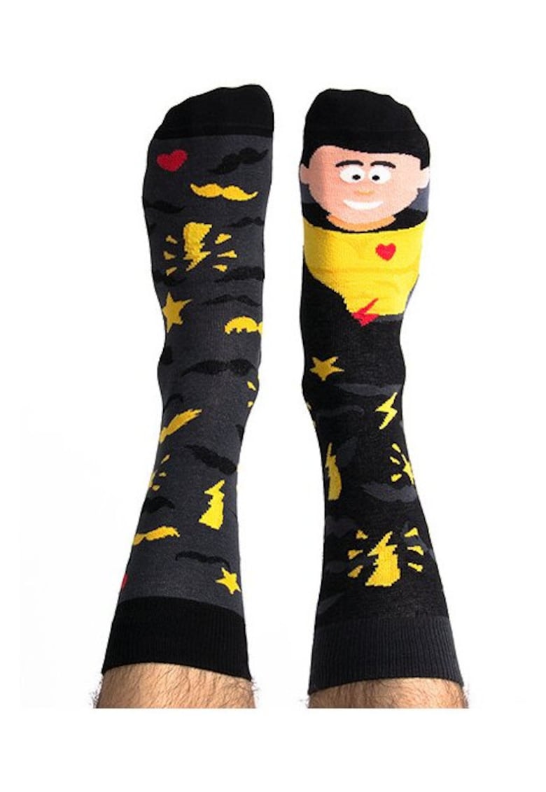 Sosete colorate cu super erou Super Man - Negru/Galben