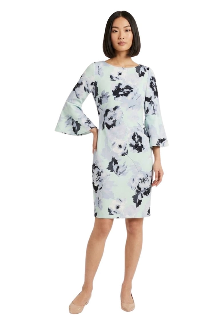 Rochie cu model floral si maneci evazate -
