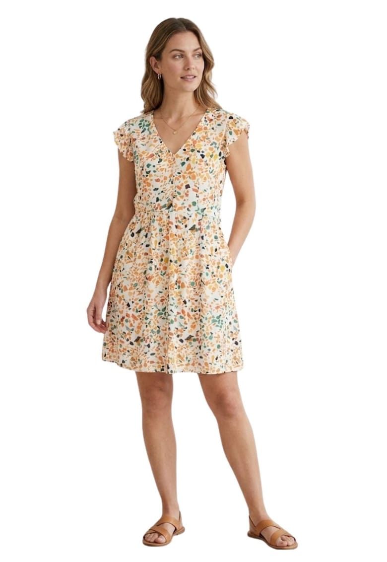 Rochie scurta evazata - cu imprimeu terrazzo -