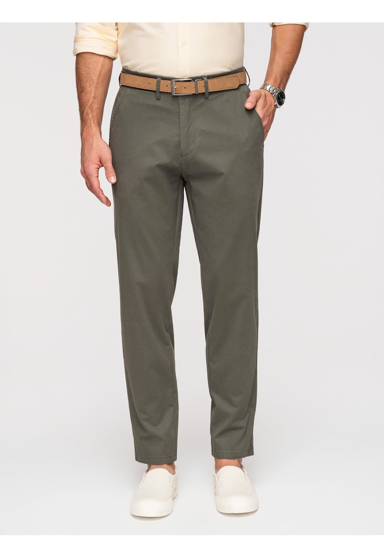 Pantaloni Chino Barbati Bumbac Elastic Croiala Regular - Kaki