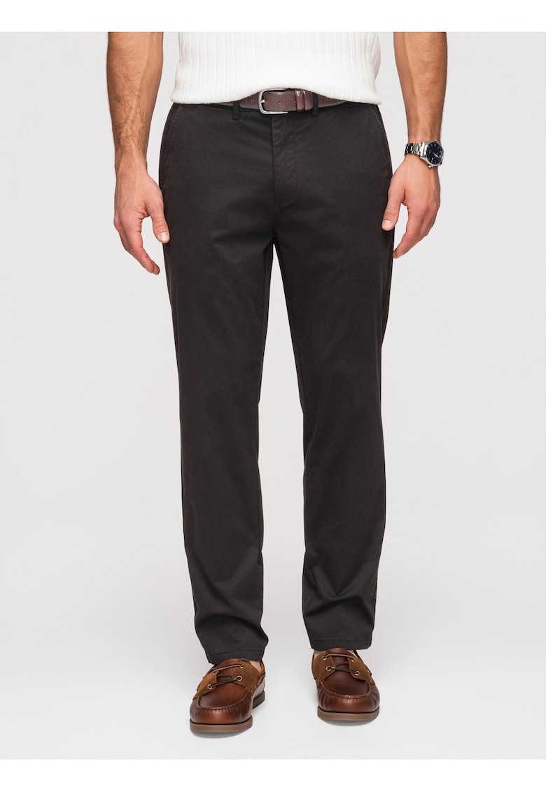 Pantaloni Chino Barbati Bumbac Elastic Croiala Regular - Negru