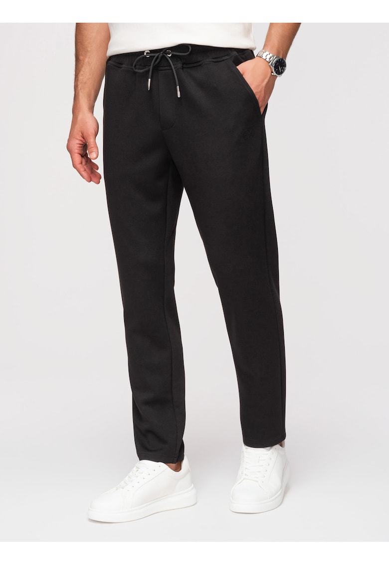 Pantaloni Regular Fit Bumbac Elastic Pantaloni Casual de Barbati - Negru