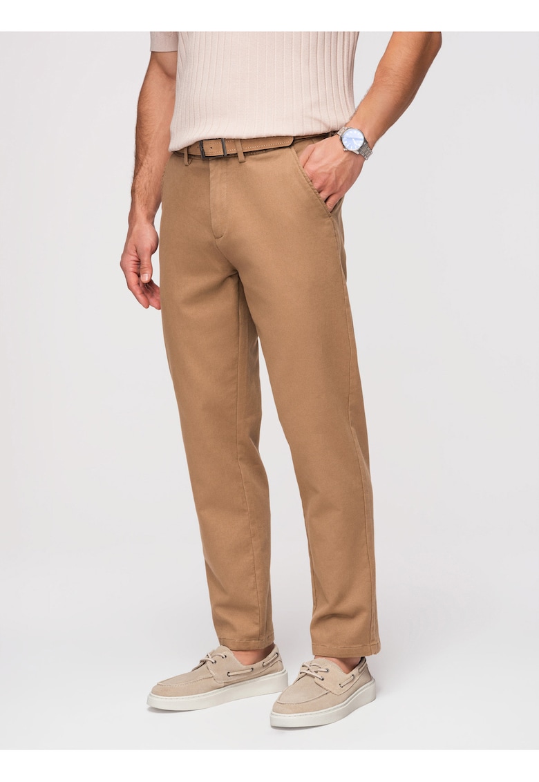 Pantaloni barbati Slim Fit Twill cu Elastan Pantaloni Casual Eleganti - Maro