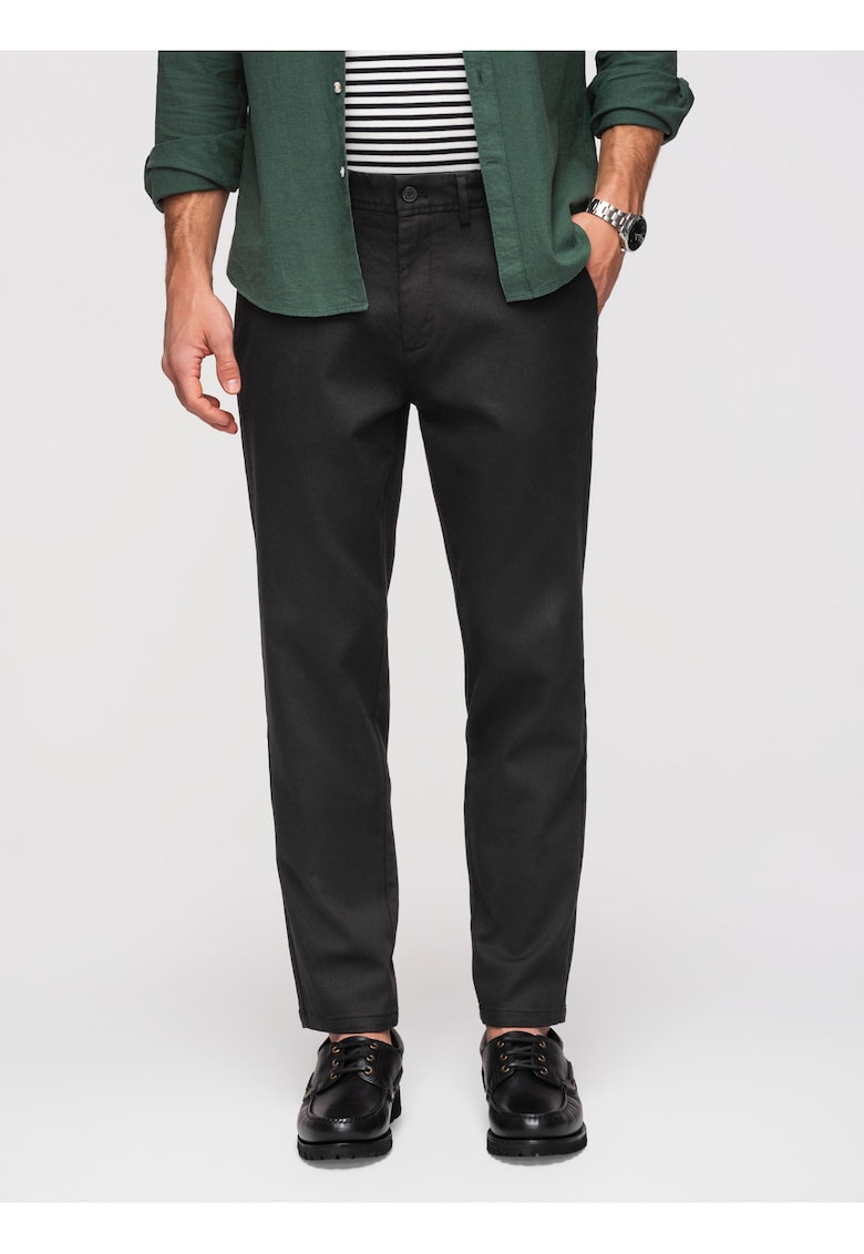Pantaloni barbati Slim Fit Twill cu Elastan Pantaloni Casual Eleganti - Negru