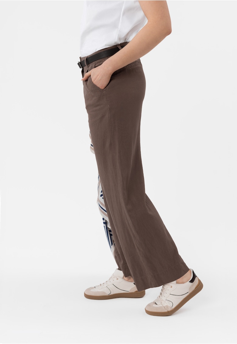Pantaloni dama din in si viscoza - croiala dreapta - Comfort Fit - buzunare frontale - R-Gitta - Maro