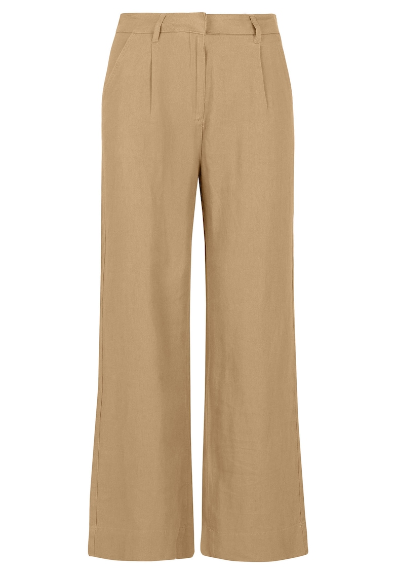 Pantaloni dama din in si viscoza - croiala dreapta - Comfort Fit - buzunare frontale - R-Gitta - bej -