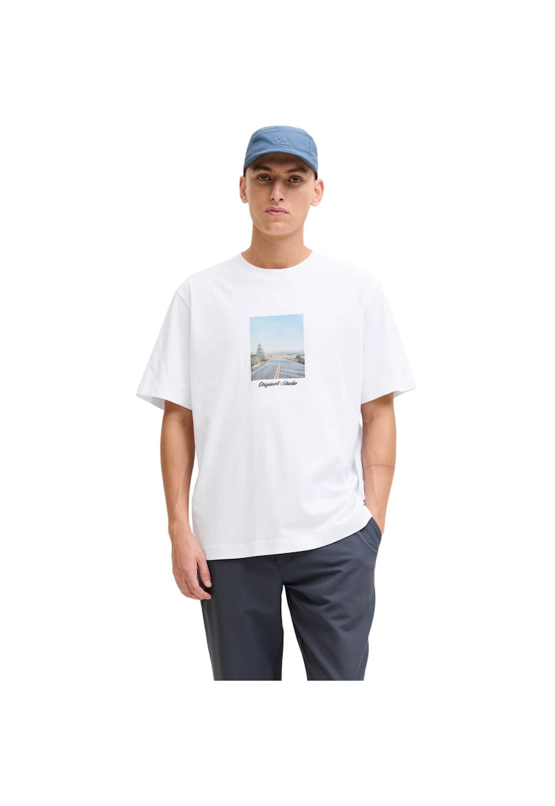 Tricou JACK &JONES Norrebro Photo LN 59877 - Alb