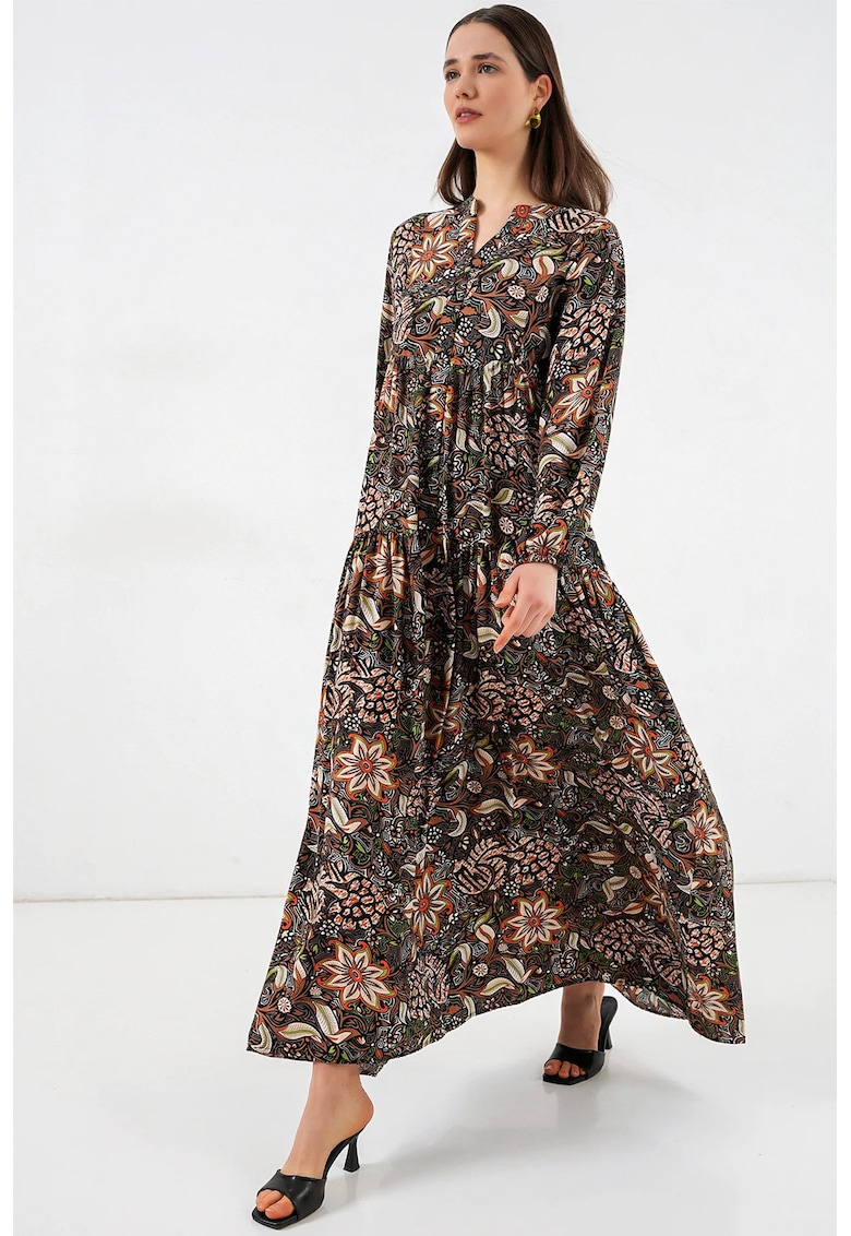 Rochie maxi neagra - 100% viscoza - maneca lunga