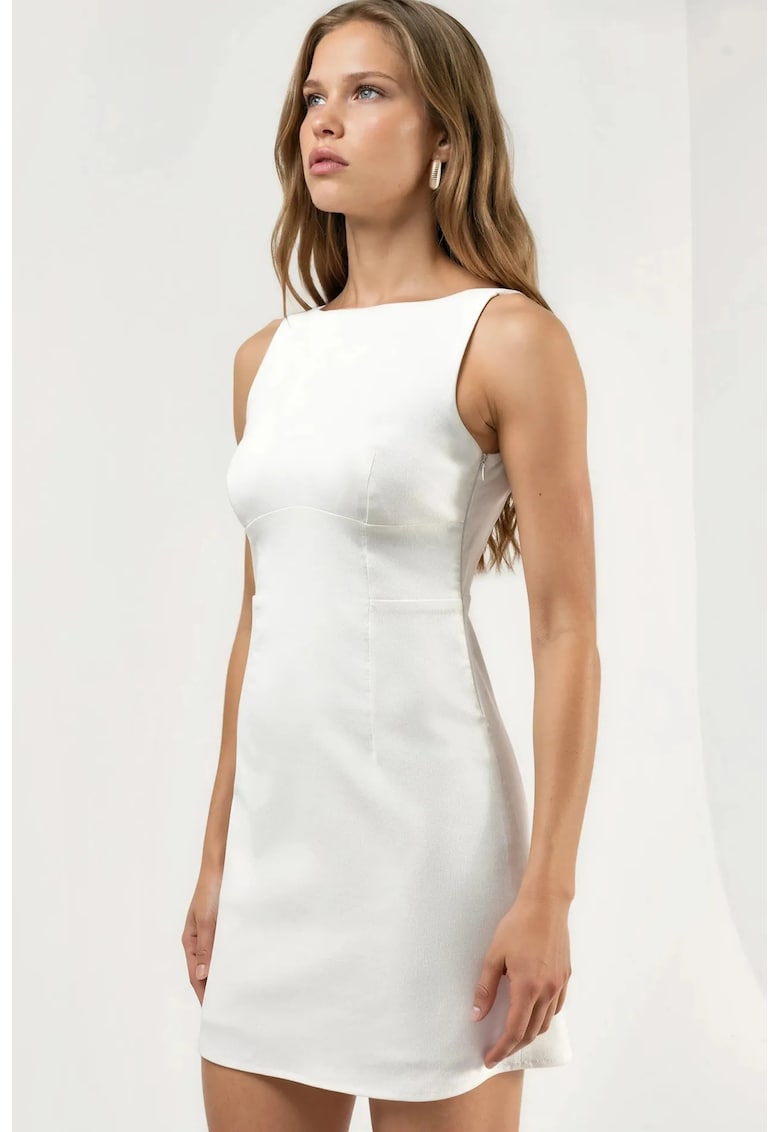 Rochie mini - detalii la spate - alb - bumbac/poliester/elastan