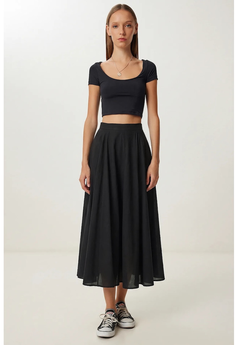 Fusta midi Happiness Istanbul - neagra - viscoza