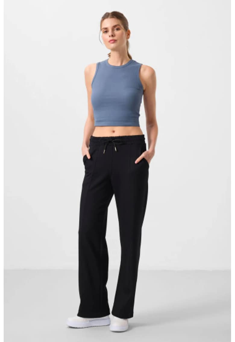 Pantaloni negru - viscoza/poliester - cu buzunare