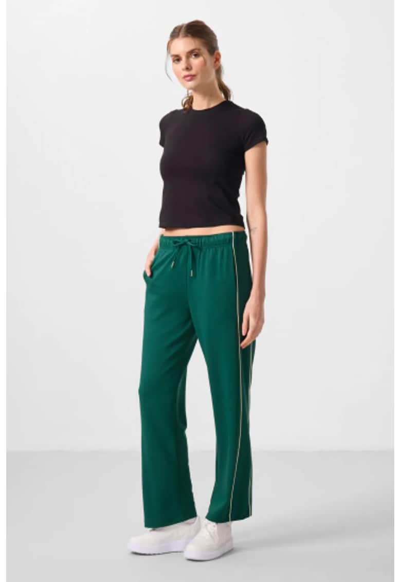 Pantaloni dama talie elastica - verde - viscoza/poliester