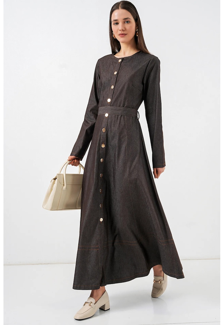 Rochie midi din denim - gri inchis