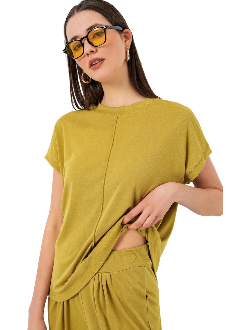 Tricou dama - Guler rotund - Verde - Poliester